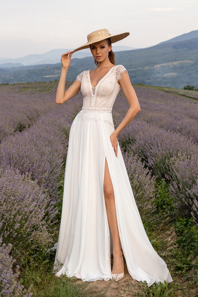 8010 chiffon skirt with splits 